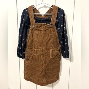 Girl’s Skirt Set - Size XS (5) Corduroy Overalls (Gap) & Blouse (Old Nav…